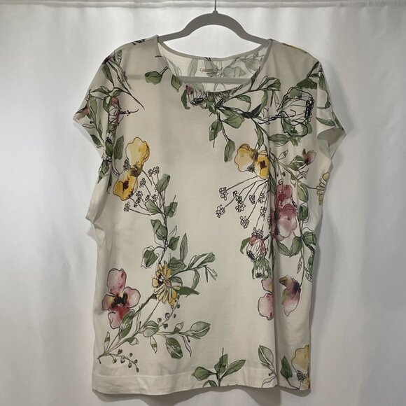 Coldwater Creek Tops - COLDWATER CREEK Floral Print T-Shirt - Cream/Multi- XL
